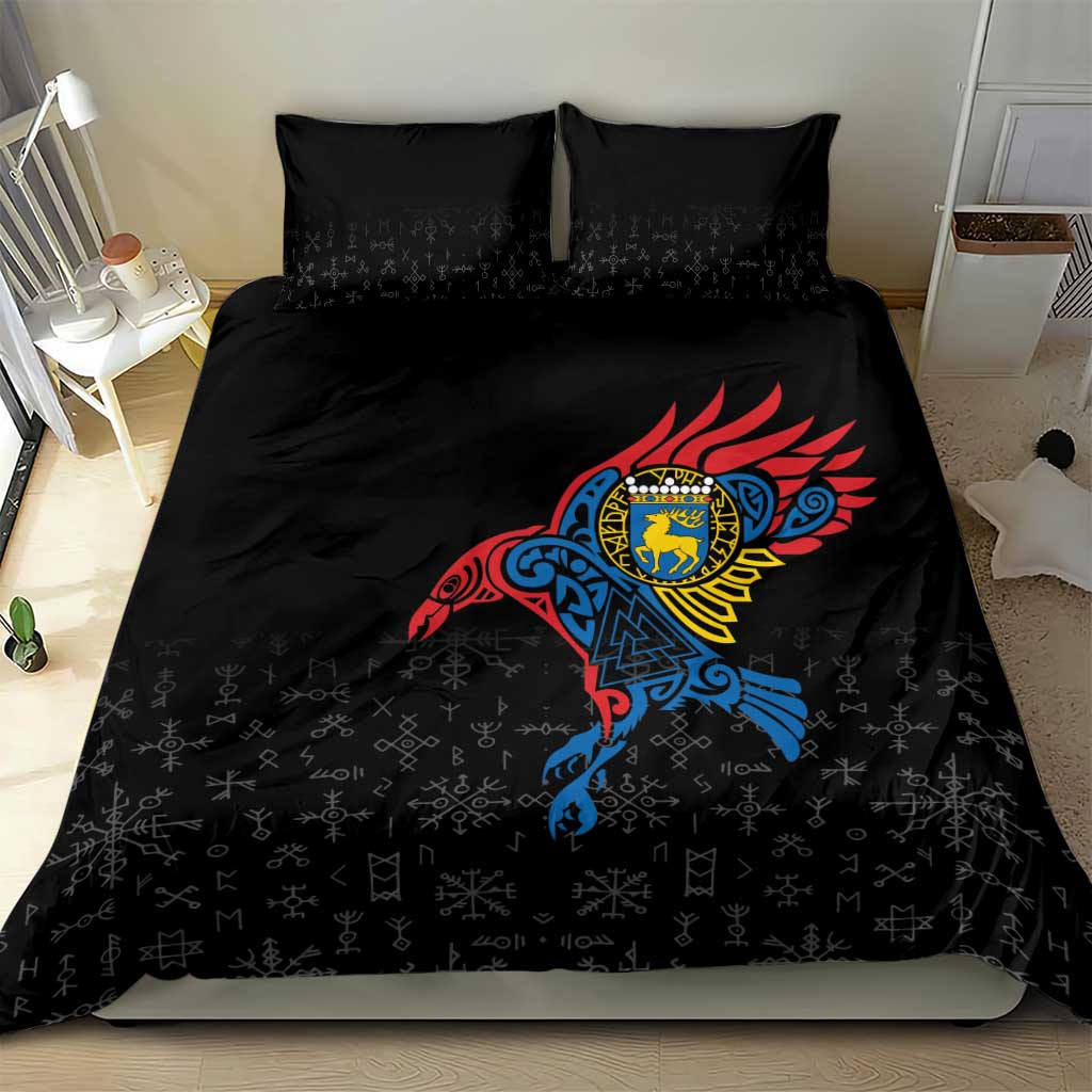 Aland Vikings Culture Bedding Set Norse Mythology Raven Tattoo