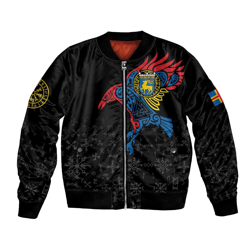 Aland Vikings Culture Bomber Jacket Norse Mythology Raven Tattoo