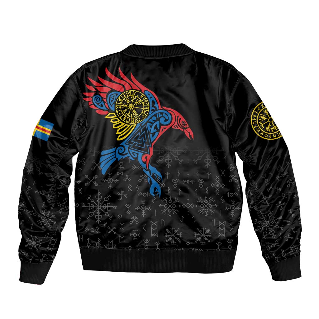 Aland Vikings Culture Bomber Jacket Norse Mythology Raven Tattoo