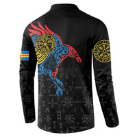 Aland Vikings Culture Button Sweatshirt Norse Mythology Raven Tattoo