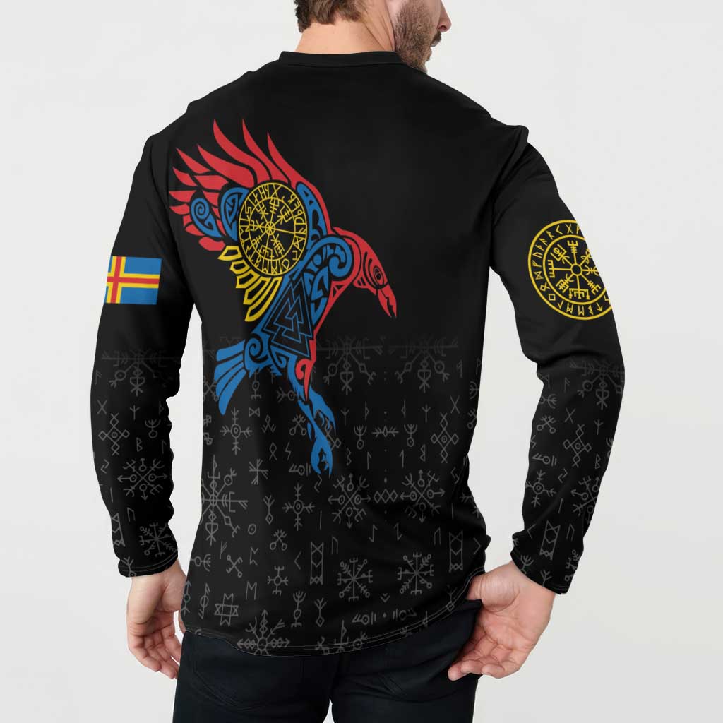 Aland Vikings Culture Button Sweatshirt Norse Mythology Raven Tattoo