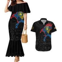 Aland Vikings Culture Couples Matching Mermaid Dress and Hawaiian Shirt Norse Mythology Raven Tattoo