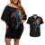 Aland Vikings Culture Couples Matching Off Shoulder Short Dress and Hawaiian Shirt Norse Mythology Raven Tattoo