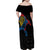Aland Vikings Culture Family Matching Off Shoulder Maxi Dress and Hawaiian Shirt Norse Mythology Raven Tattoo