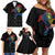 Aland Vikings Culture Family Matching Off Shoulder Short Dress and Hawaiian Shirt Norse Mythology Raven Tattoo