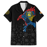 Aland Vikings Culture Family Matching Off Shoulder Short Dress and Hawaiian Shirt Norse Mythology Raven Tattoo