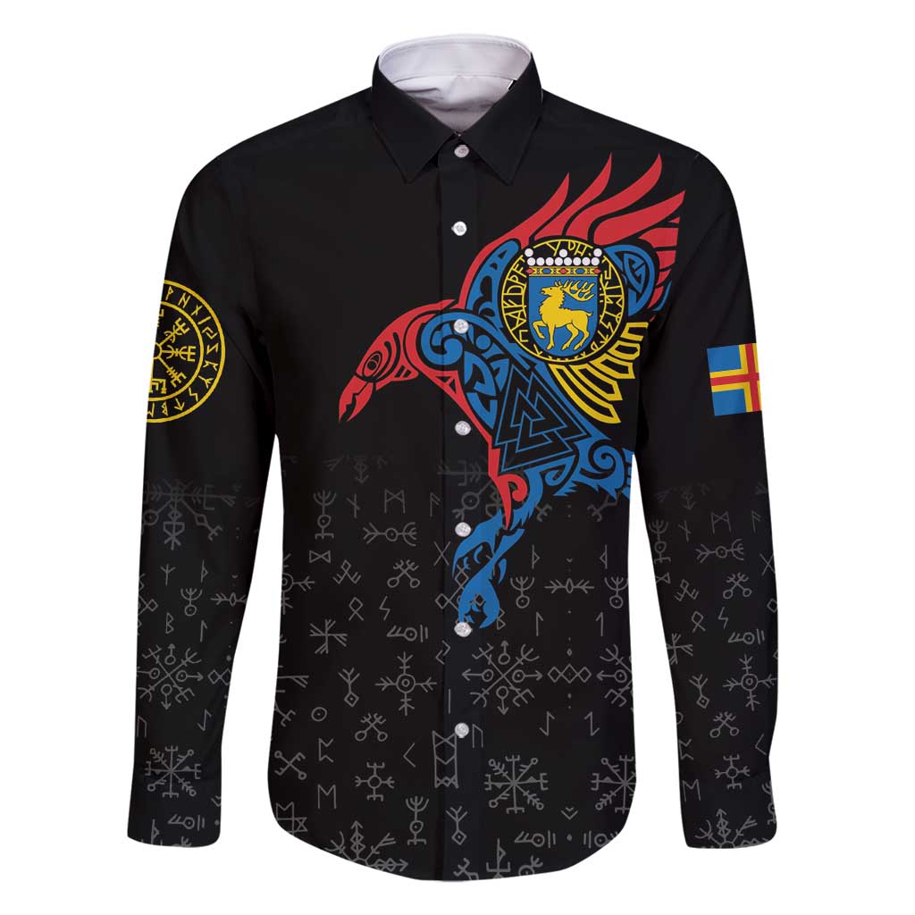 Aland Vikings Culture Family Matching Off Shoulder Short Dress and Hawaiian Shirt Norse Mythology Raven Tattoo