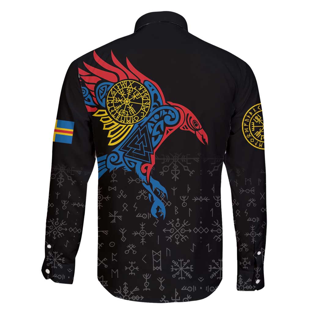 Aland Vikings Culture Family Matching Off Shoulder Short Dress and Hawaiian Shirt Norse Mythology Raven Tattoo
