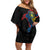 Aland Vikings Culture Family Matching Off Shoulder Short Dress and Hawaiian Shirt Norse Mythology Raven Tattoo