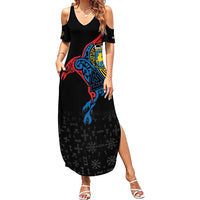 Aland Vikings Culture Family Matching Summer Maxi Dress and Hawaiian Shirt Norse Mythology Raven Tattoo