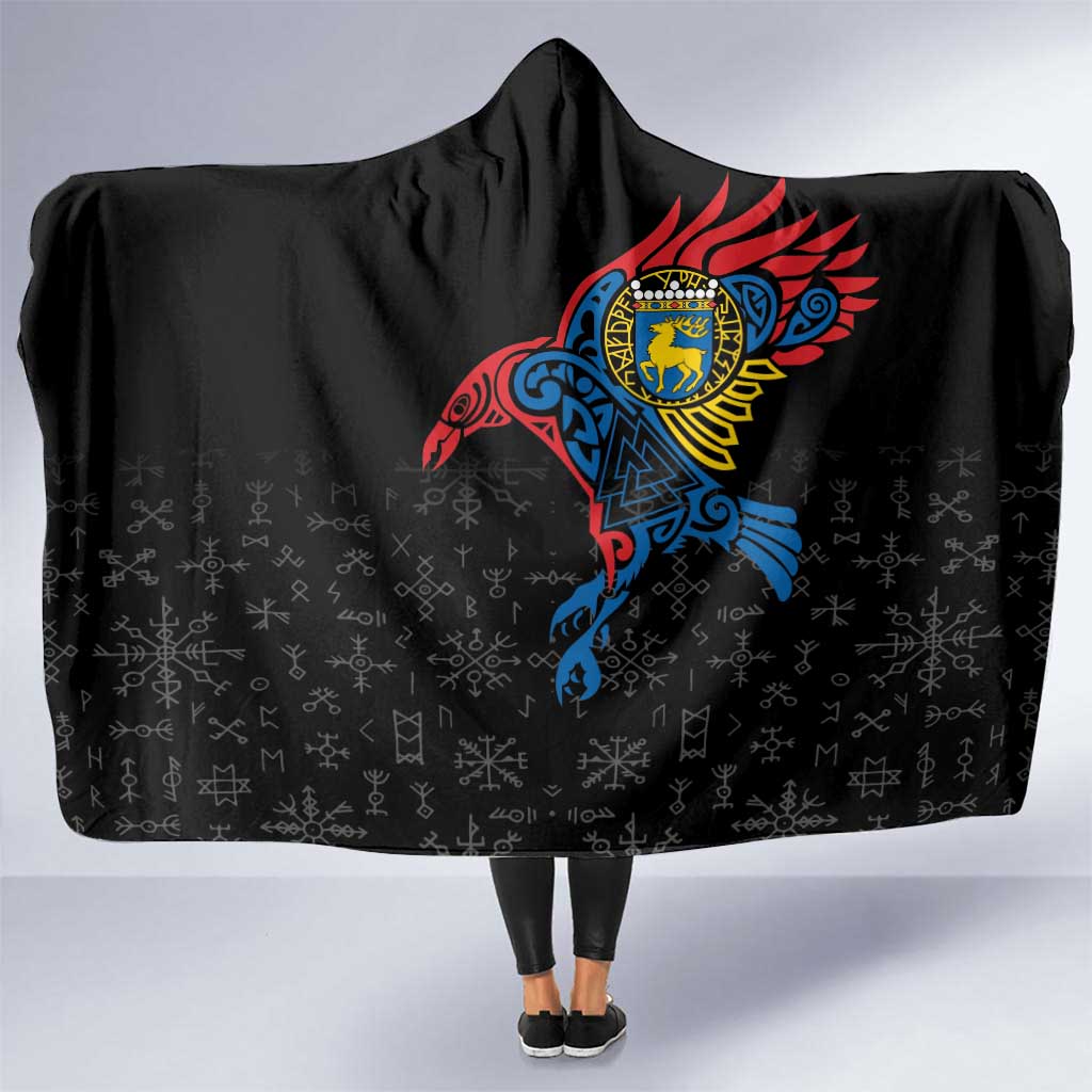 Aland Vikings Culture Hooded Blanket Norse Mythology Raven Tattoo