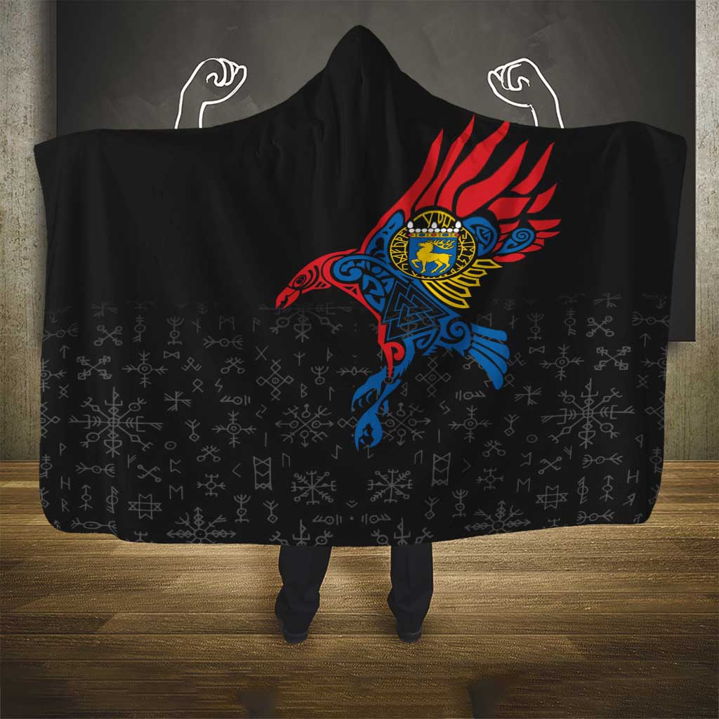 Aland Vikings Culture Hooded Blanket Norse Mythology Raven Tattoo
