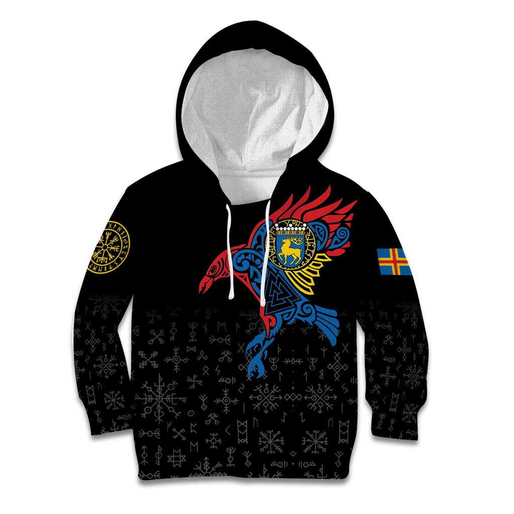 Aland Vikings Culture Kid Hoodie Norse Mythology Raven Tattoo