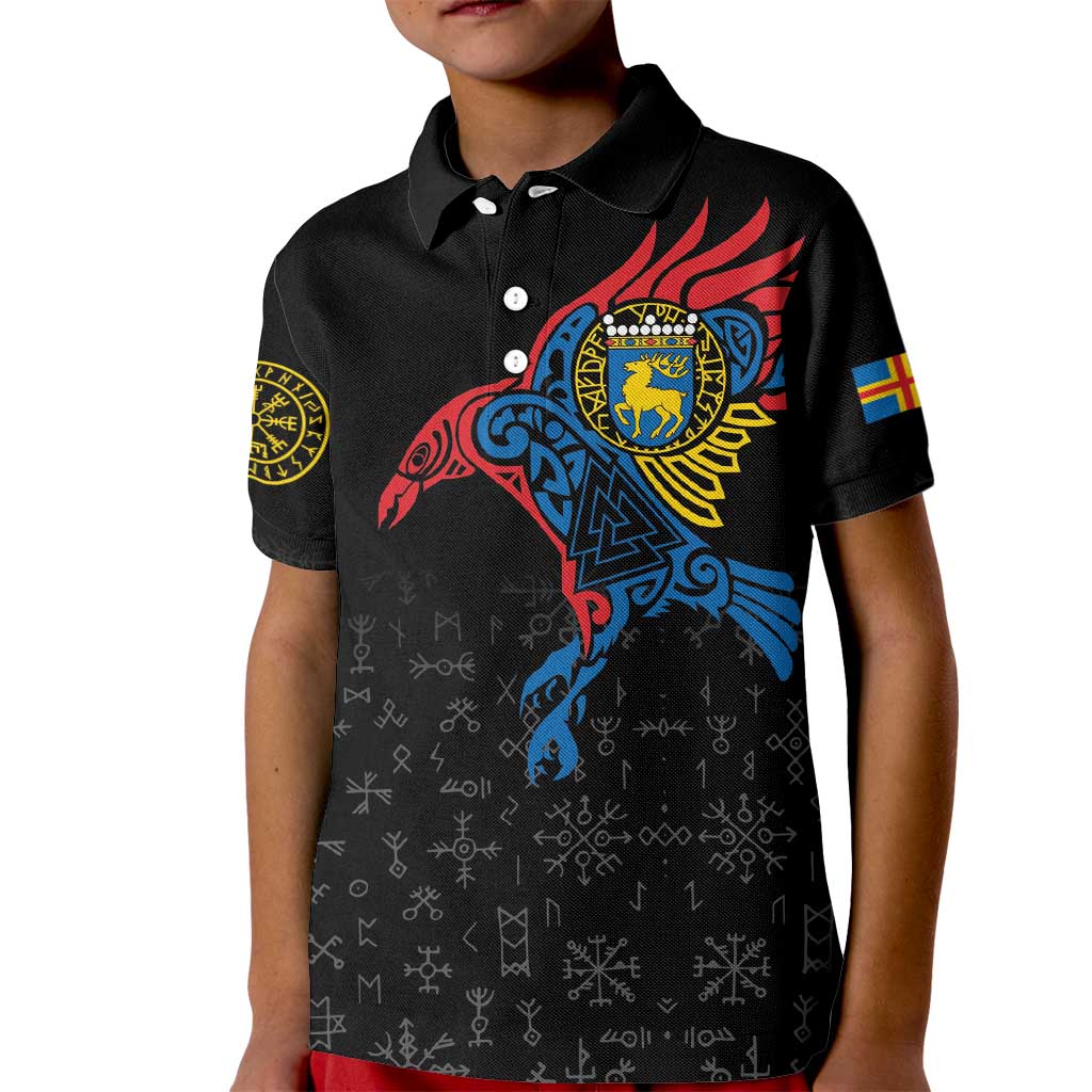 Aland Vikings Culture Kid Polo Shirt Norse Mythology Raven Tattoo