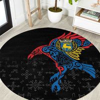 Aland Vikings Culture Round Carpet Norse Mythology Raven Tattoo
