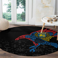 Aland Vikings Culture Round Carpet Norse Mythology Raven Tattoo