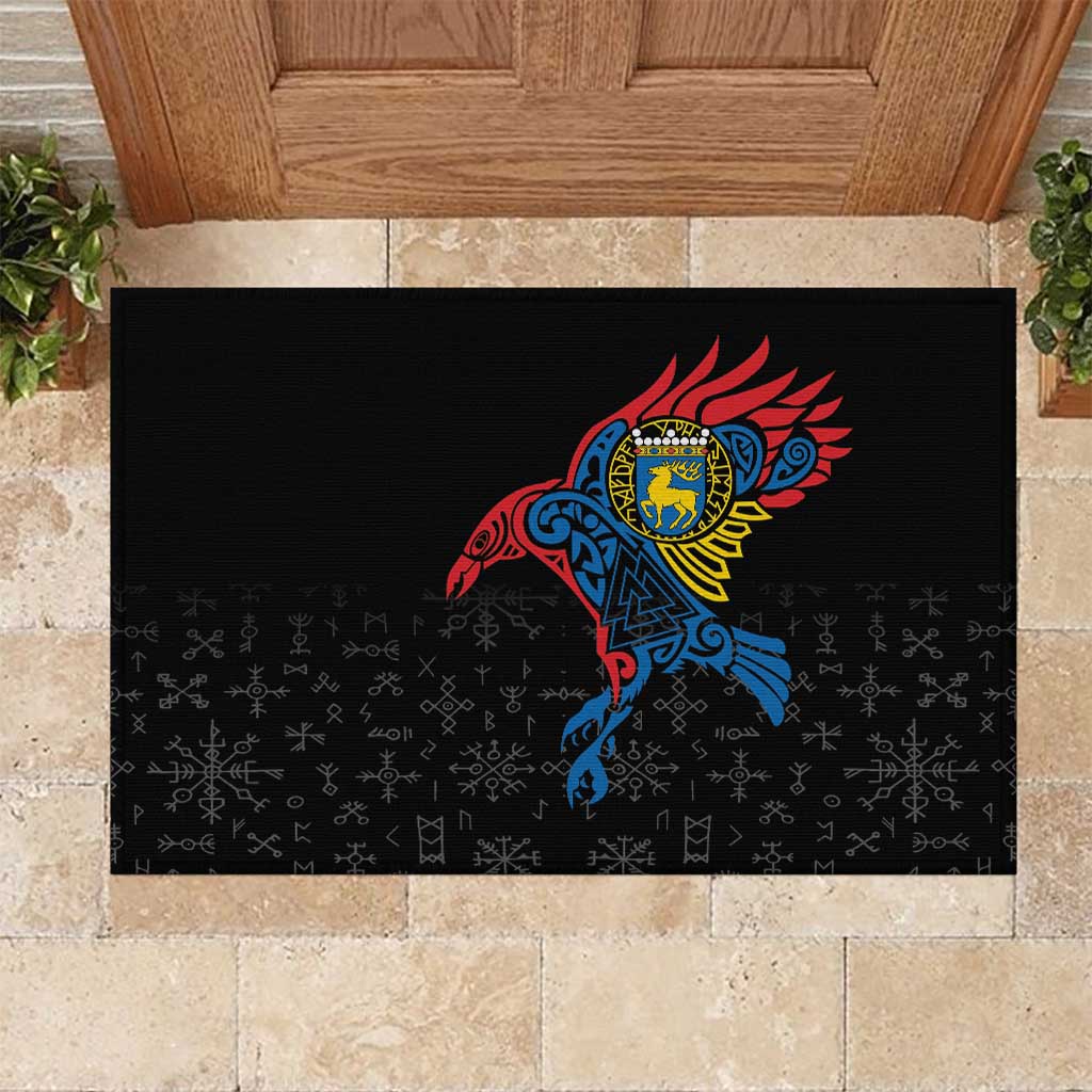 Aland Vikings Culture Rubber Doormat Norse Mythology Raven Tattoo