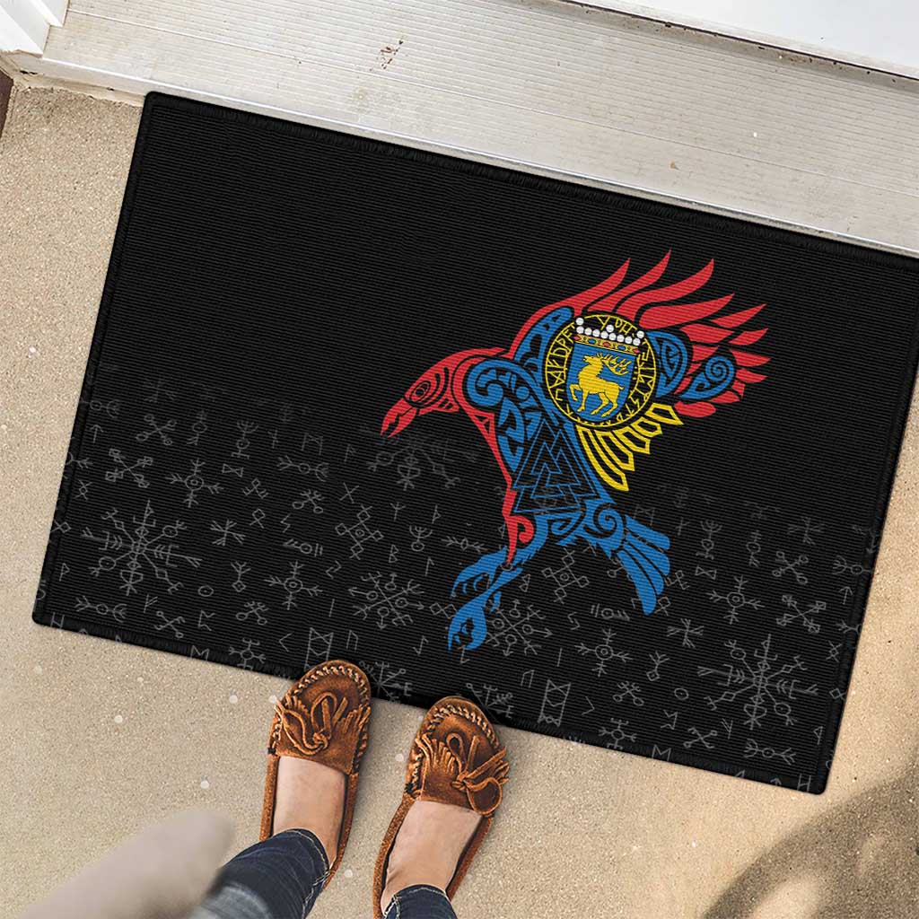 Aland Vikings Culture Rubber Doormat Norse Mythology Raven Tattoo