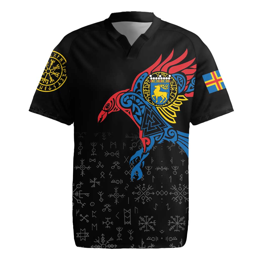 Aland Vikings Culture Rugby Jersey Norse Mythology Raven Tattoo