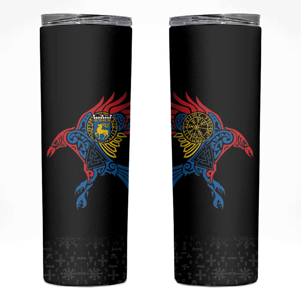 Aland Vikings Culture Skinny Tumbler Norse Mythology Raven Tattoo