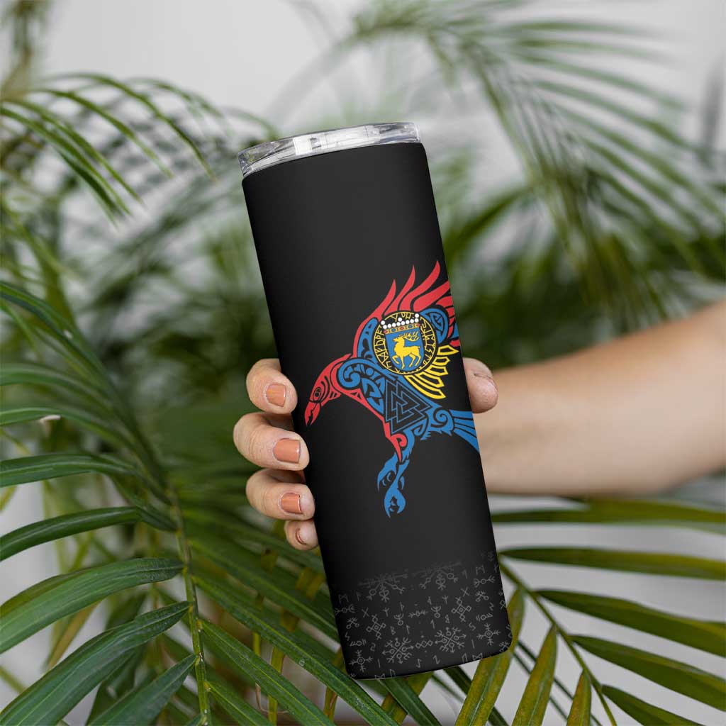 Aland Vikings Culture Skinny Tumbler Norse Mythology Raven Tattoo