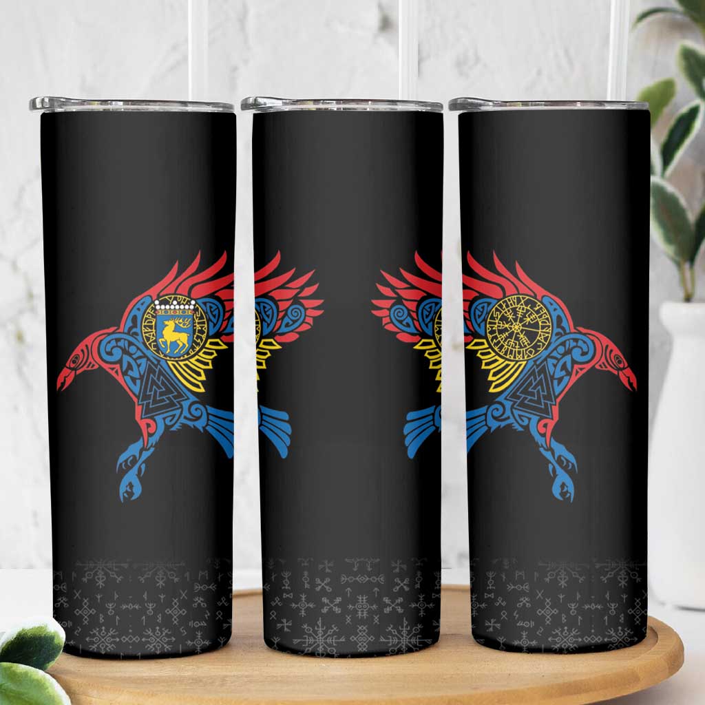 Aland Vikings Culture Skinny Tumbler Norse Mythology Raven Tattoo