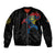 Aland Vikings Culture Sleeve Zip Bomber Jacket Norse Mythology Raven Tattoo