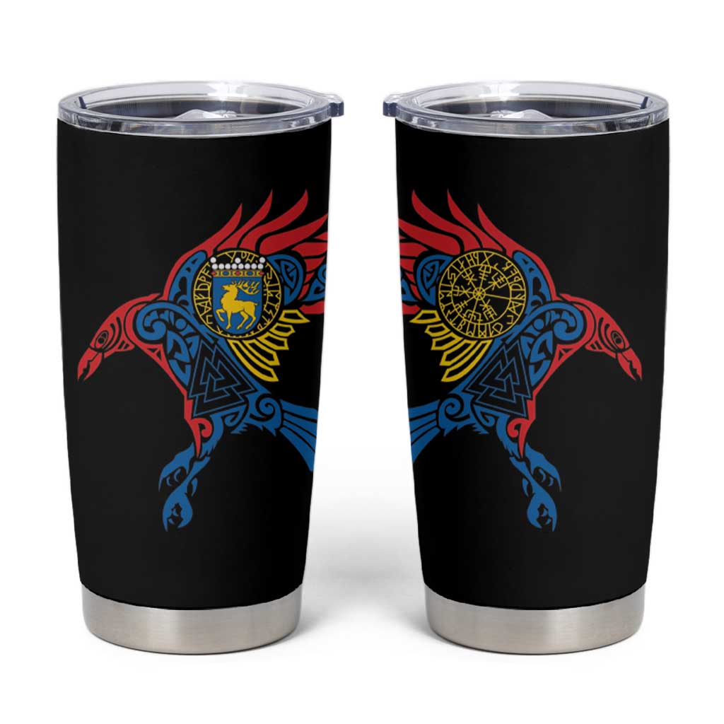 Aland Vikings Culture Tumbler Cup Norse Mythology Raven Tattoo