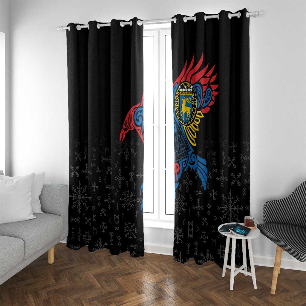 Aland Vikings Culture Window Curtain Norse Mythology Raven Tattoo