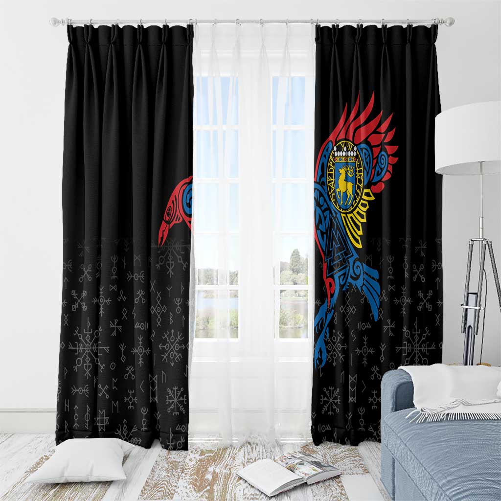 Aland Vikings Culture Window Curtain Norse Mythology Raven Tattoo