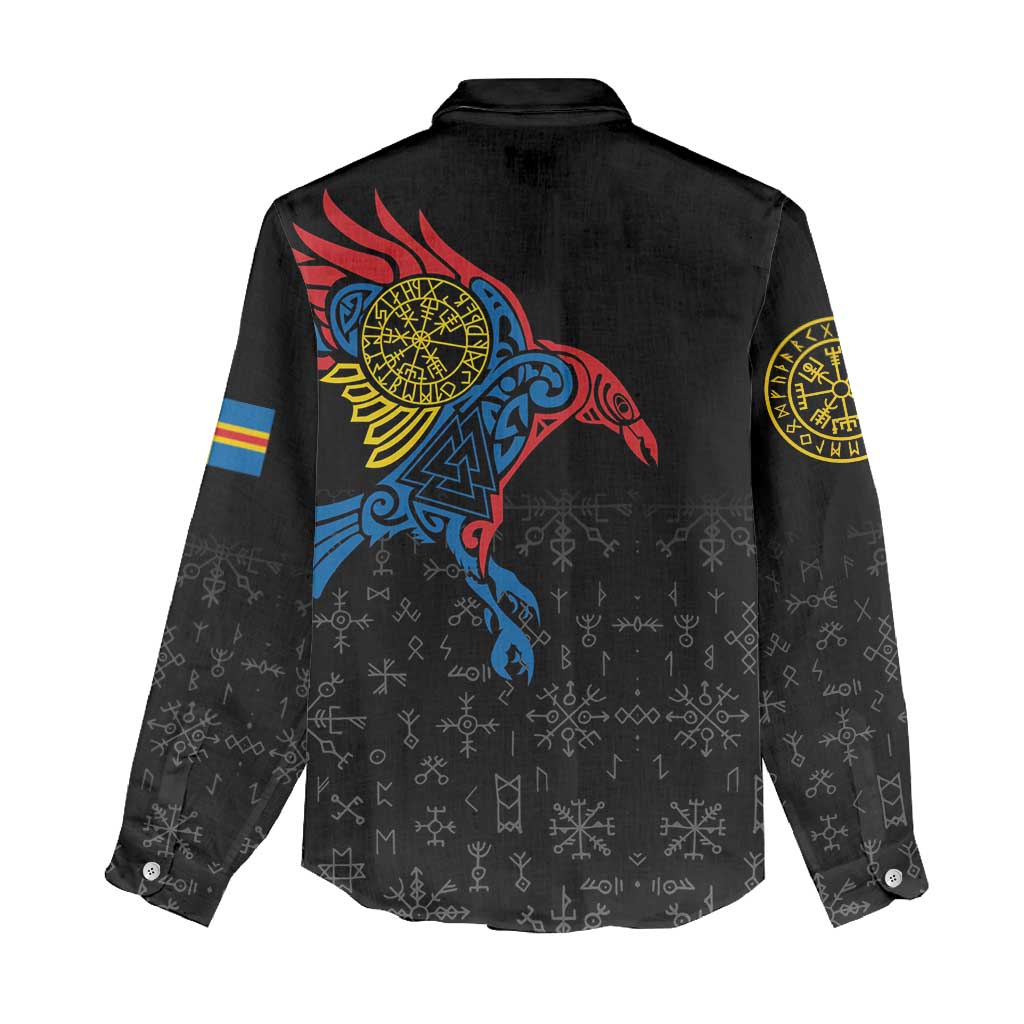 Aland Vikings Culture Women Casual Shirt Norse Mythology Raven Tattoo