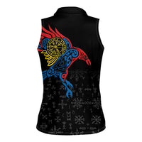 Aland Vikings Culture Women Sleeveless Polo Shirt Norse Mythology Raven Tattoo