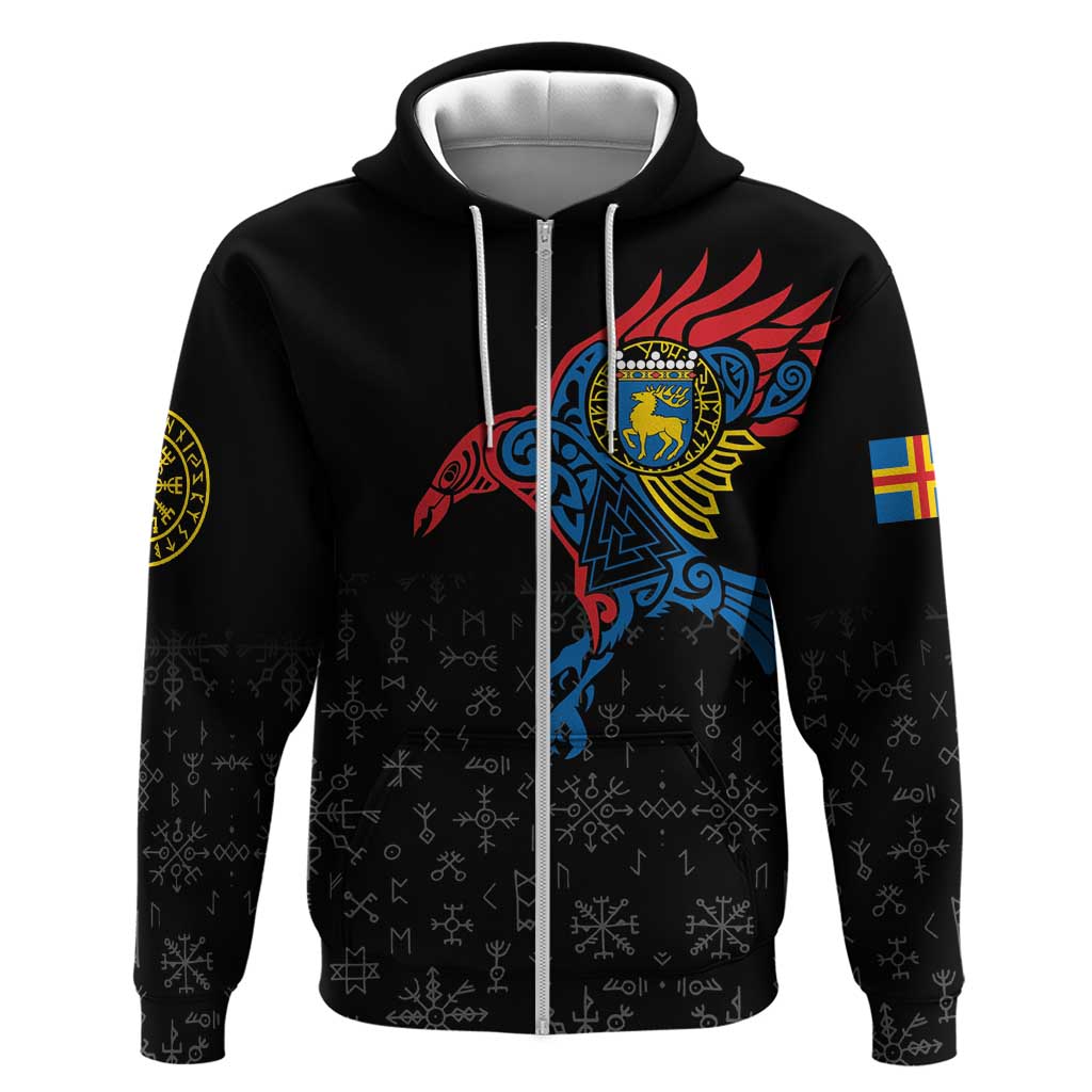 Aland Vikings Culture Zip Hoodie Norse Mythology Raven Tattoo