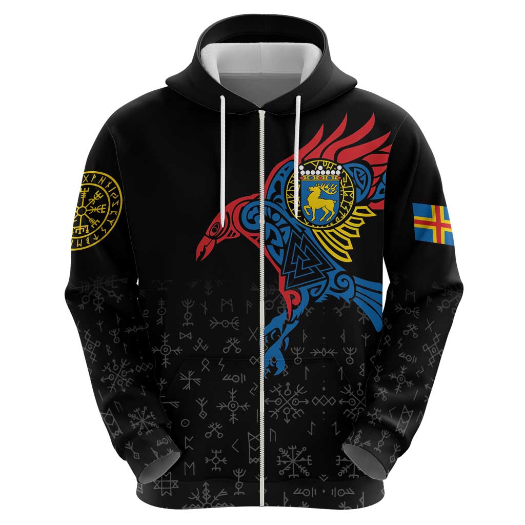 Aland Vikings Culture Zip Hoodie Norse Mythology Raven Tattoo