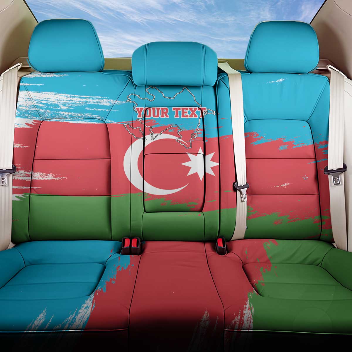 Personalized Azerbaijan Flag Style Back Car Seat Cover Azerbaijani Flag Day