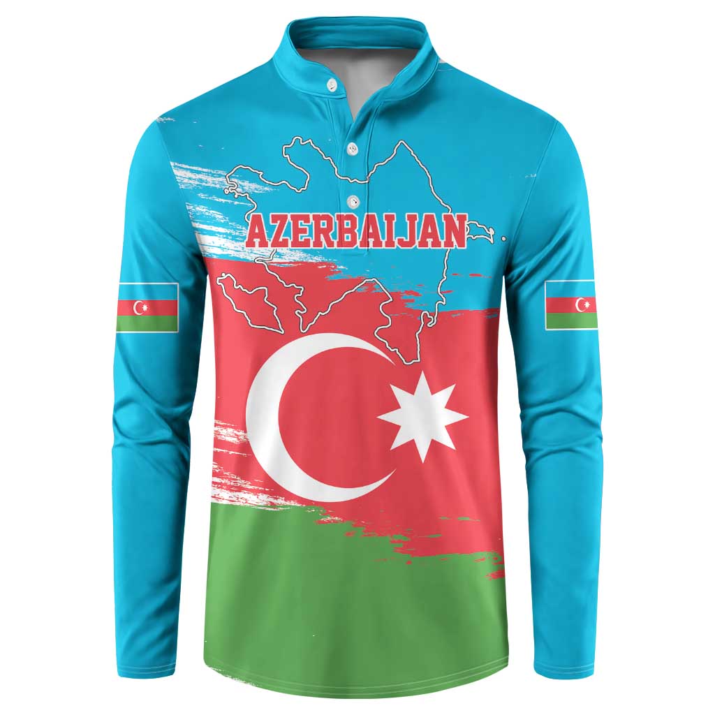 Personalized Azerbaijan Flag Style Button Sweatshirt Azerbaijani Flag Day