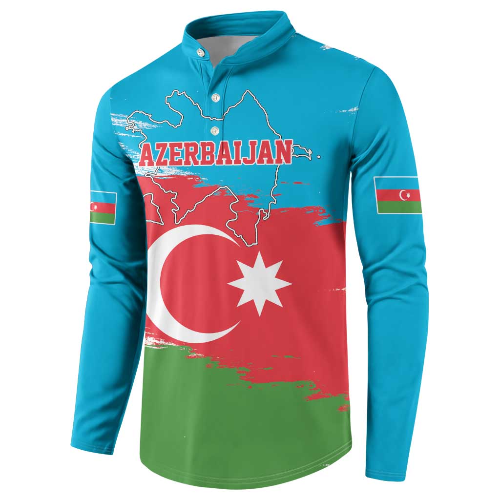Personalized Azerbaijan Flag Style Button Sweatshirt Azerbaijani Flag Day