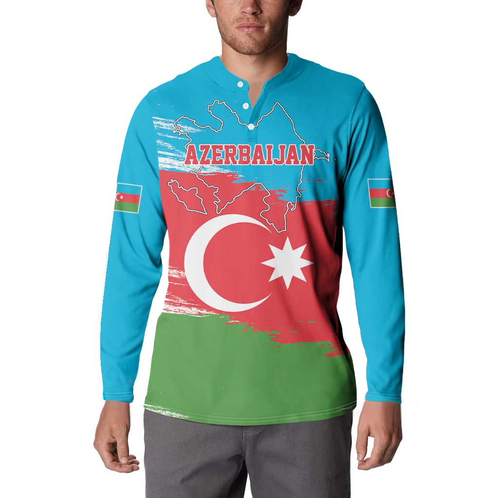 Personalized Azerbaijan Flag Style Button Sweatshirt Azerbaijani Flag Day