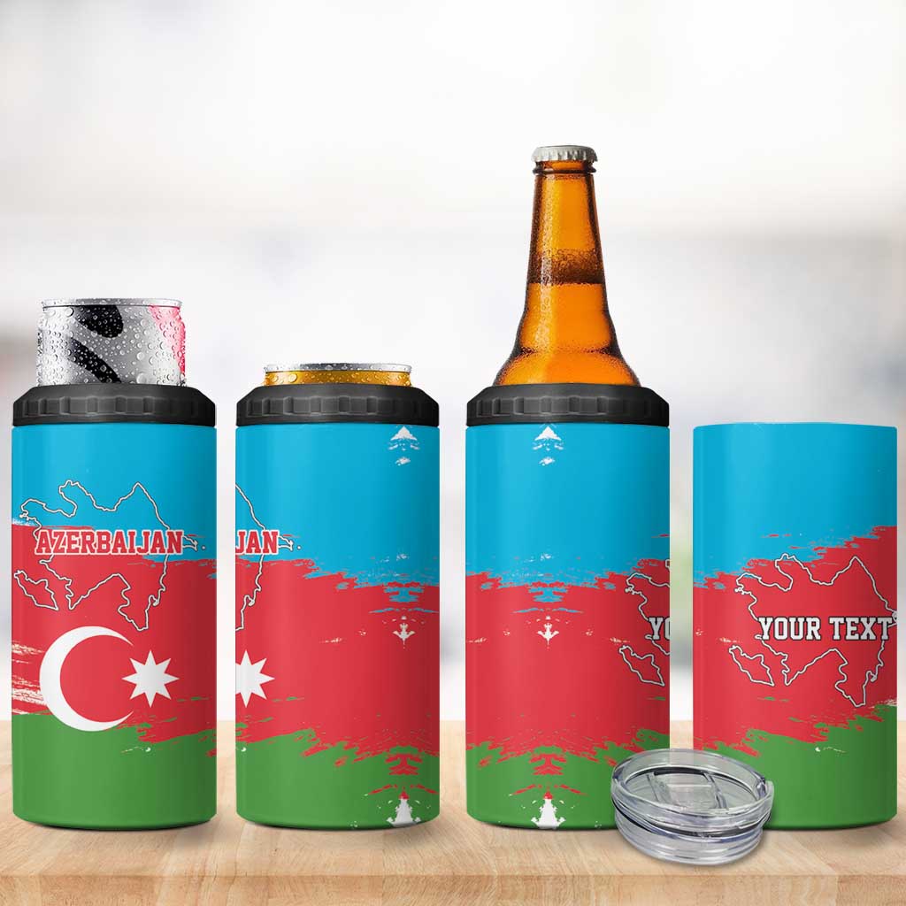 Personalized Azerbaijan Flag Style 4 in 1 Can Cooler Tumbler Azerbaijani Flag Day