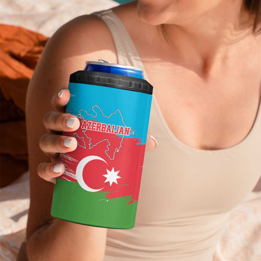 Personalized Azerbaijan Flag Style 4 in 1 Can Cooler Tumbler Azerbaijani Flag Day