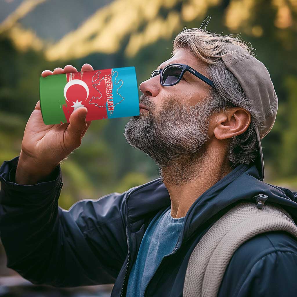 Personalized Azerbaijan Flag Style 4 in 1 Can Cooler Tumbler Azerbaijani Flag Day