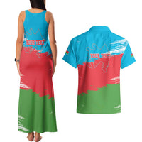 Personalized Azerbaijan Flag Style Couples Matching Tank Maxi Dress and Hawaiian Shirt Azerbaijani Flag Day