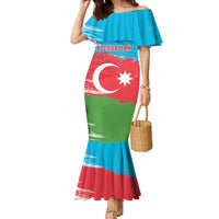 Personalized Azerbaijan Flag Style Family Matching Mermaid Dress and Hawaiian Shirt Azerbaijani Flag Day