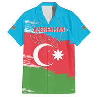 Personalized Azerbaijan Flag Style Family Matching Off The Shoulder Long Sleeve Dress and Hawaiian Shirt Azerbaijani Flag Day