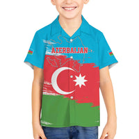 Personalized Azerbaijan Flag Style Family Matching Off The Shoulder Long Sleeve Dress and Hawaiian Shirt Azerbaijani Flag Day