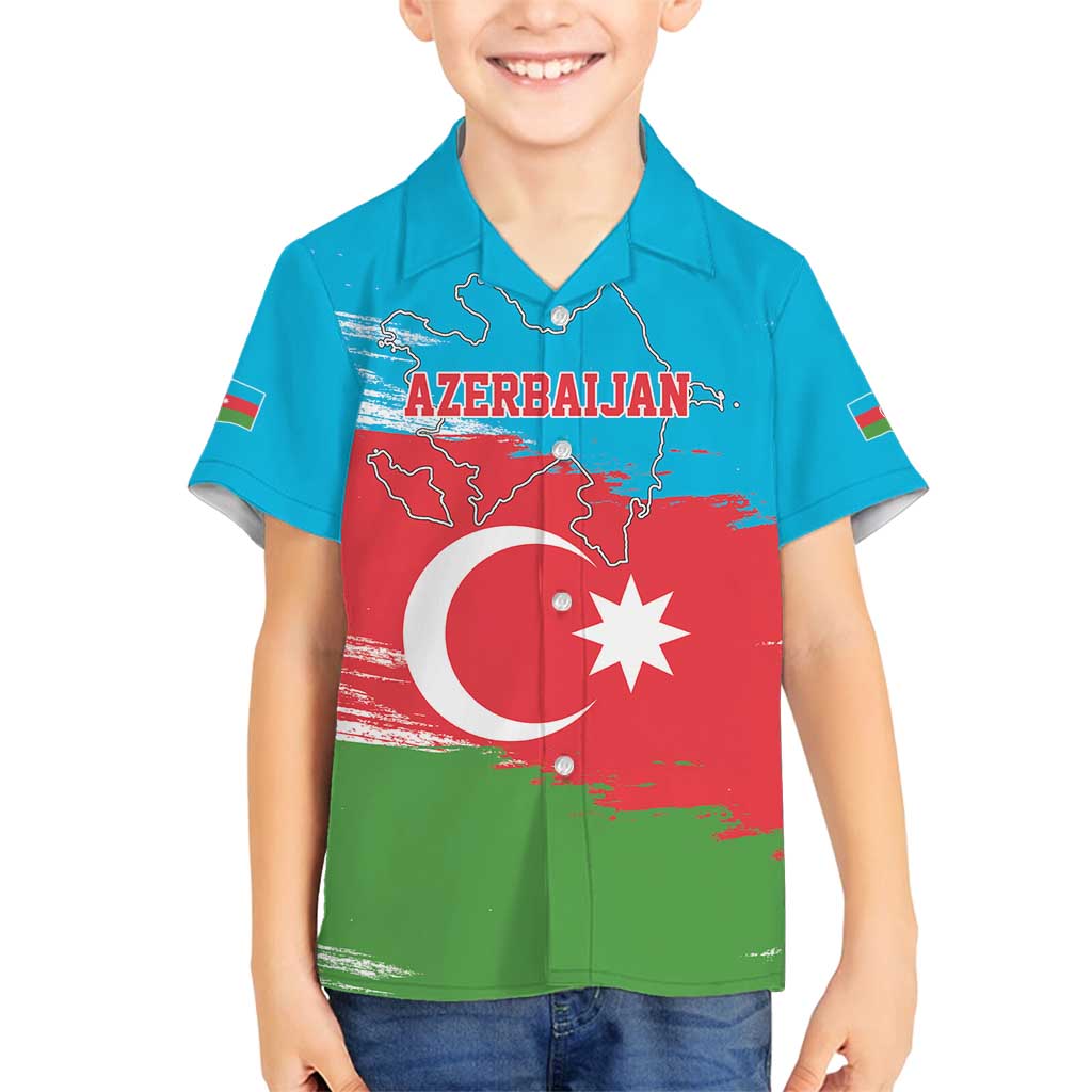 Personalized Azerbaijan Flag Style Family Matching Off Shoulder Maxi Dress and Hawaiian Shirt Azerbaijani Flag Day