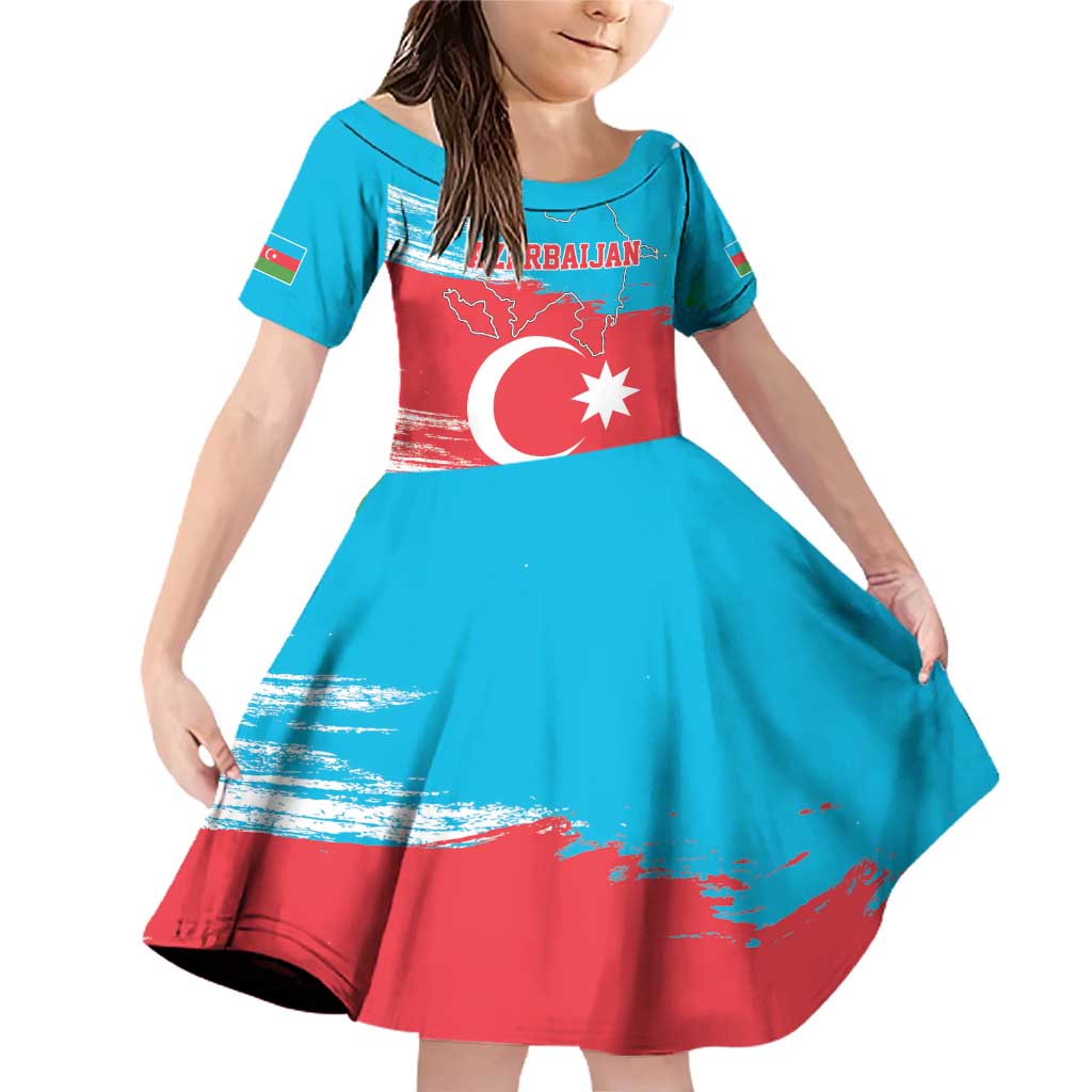Personalized Azerbaijan Flag Style Family Matching Off Shoulder Short Dress and Hawaiian Shirt Azerbaijani Flag Day