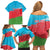 Personalized Azerbaijan Flag Style Family Matching Off Shoulder Short Dress and Hawaiian Shirt Azerbaijani Flag Day