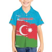 Personalized Azerbaijan Flag Style Family Matching Off Shoulder Short Dress and Hawaiian Shirt Azerbaijani Flag Day