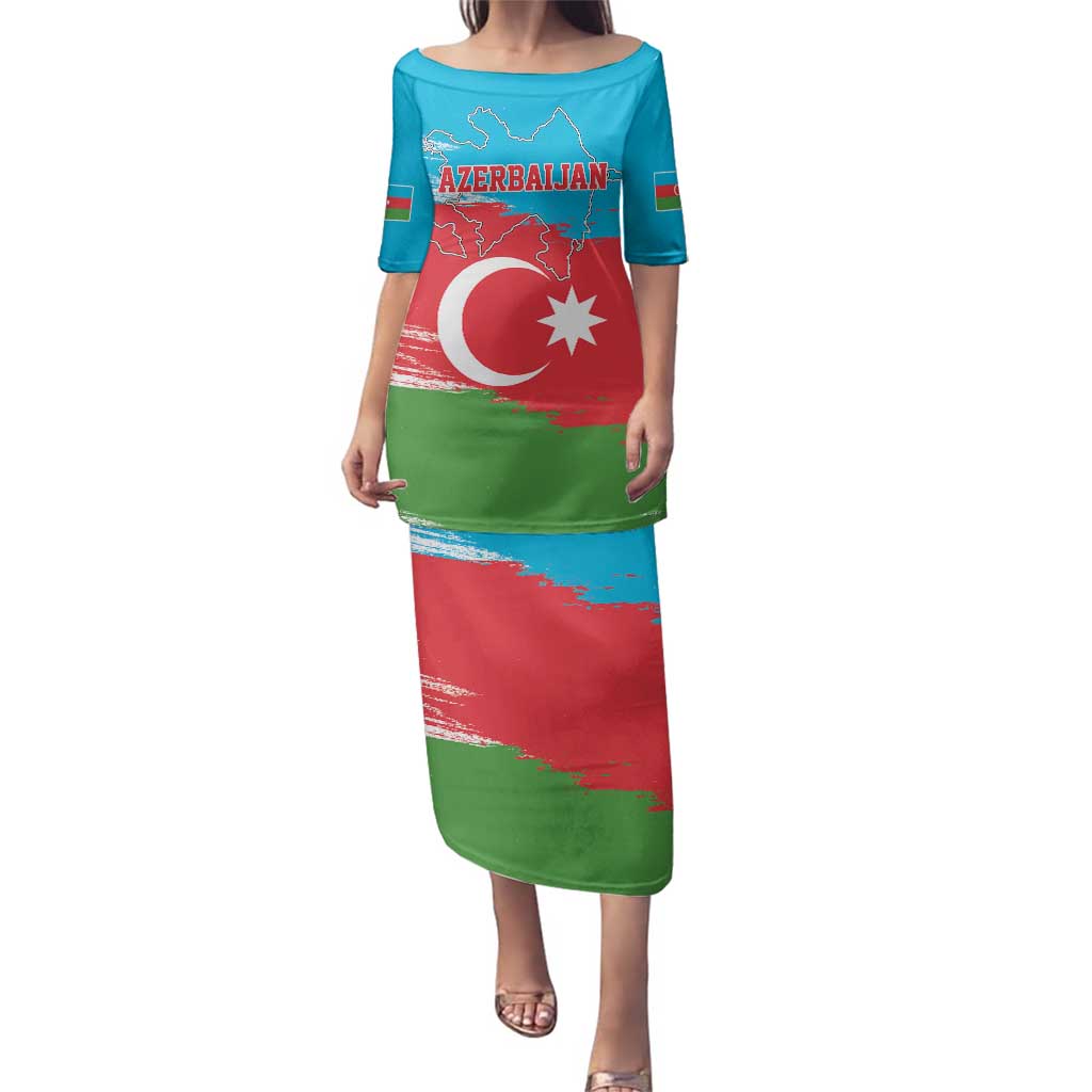 Personalized Azerbaijan Flag Style Family Matching Puletasi and Hawaiian Shirt Azerbaijani Flag Day